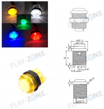 Arcade Button 33mm/28mm - Yellow translucent with LED