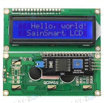 16x2 Character LCD with I2C-Backpack -  White on Blue - 5.0V