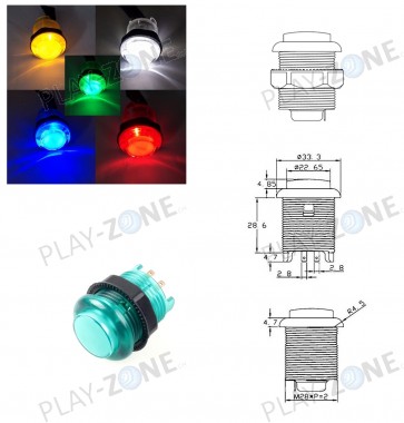 Arcade Button 33mm/28mm - Green translucent with LED