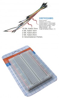 Lochraster-Steckplatine / Breadboard ZY-60 mit  26Stk. Jumperkabel