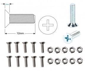 10 pcs. M3X12 screws / Phillips / countersunk head with nuts