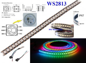 NeoPixel Digital RGB LED Strip 144 LED 1M Black PCB - WS2813