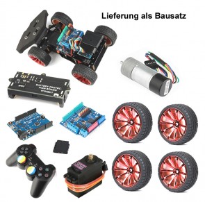 YFRobot 4WD Car Alu, mit Lenkung Controller und Elektronik, Kit (Rote Felgen)