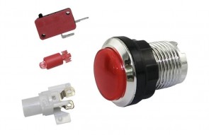 Arcade Button 24mm - Rot Transparent mit LED