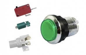 Arcade Button 24mm - Grün Transparent mit LED