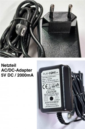 Power Supply AC/DC-Adapter 5V DC / 2000mA to microUSB