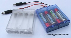 6V Batteriehalter mit DC-Stecker 5.5mm / 2.1mm / Transparent