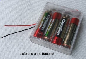 6V Batteriehalter für 4 Stk. 1.5V-AA-Batterien / Durchsichtig