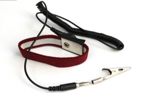 Antistatic wrist strap with coil cord - Black/Red