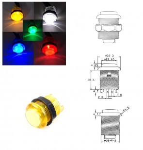 Arcade Button 33mm/28mm - Yellow translucent with LED