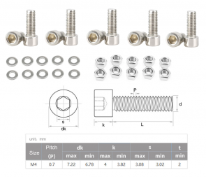 10 Stk. M4X10 Schrauben Innensechskant mit Muttern und Unterlagsscheiben