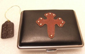 Leder Zigaretten Etui - Kreuz