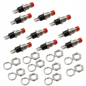10 Stk. Drucktaster für Einbau mit Lötösen / Rot