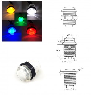 Arcade Button 33mm/28mm - White translucent with LED