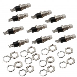 10 Stk. Drucktaster für Einbau mit Lötösen / Weiss