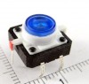 Square Tactile Button. 12 x 12 x 7mm with blue LED